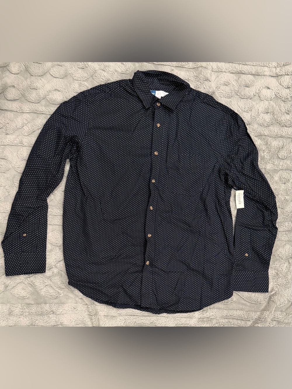 Old Navy Men’s Navy Blue Polka Dot Button-Down Shirt | Size Large | NWT